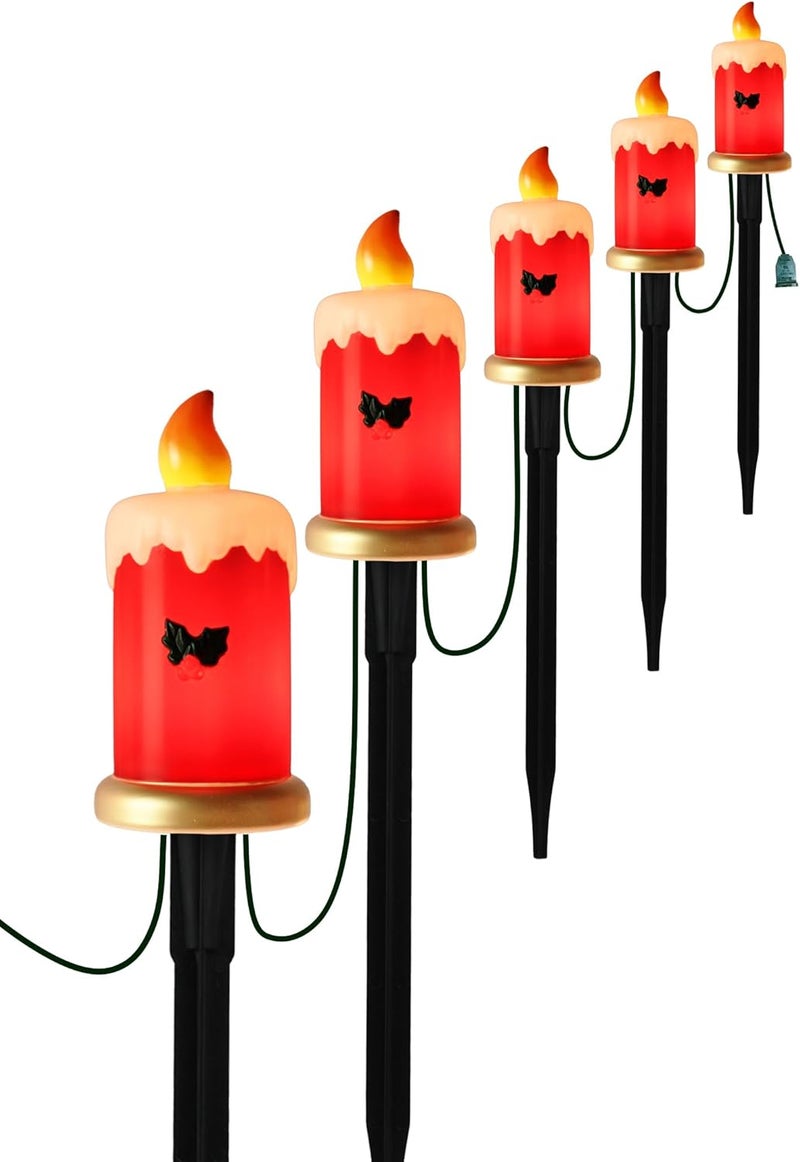 Adirxon 5-Pack Bright C7 Christmas Yard Stakes, Professional Outdoor Pathway Lights for Walkway, Heavy Duty Waterproof Holiday Decorations for Lawn & Winter Display - Image 1